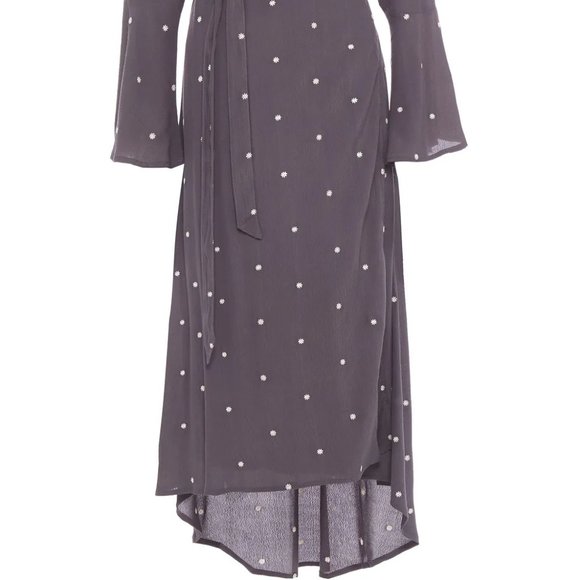 CHARLI Embroidered Crepe Wrap Dress in Gray Size 10 - Picture 11 of 15